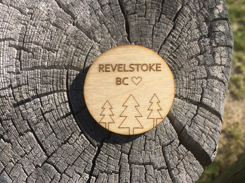 Hadnmade wooden magnets, best souvenir from  your summer trip to Revelstoke, BC. 
